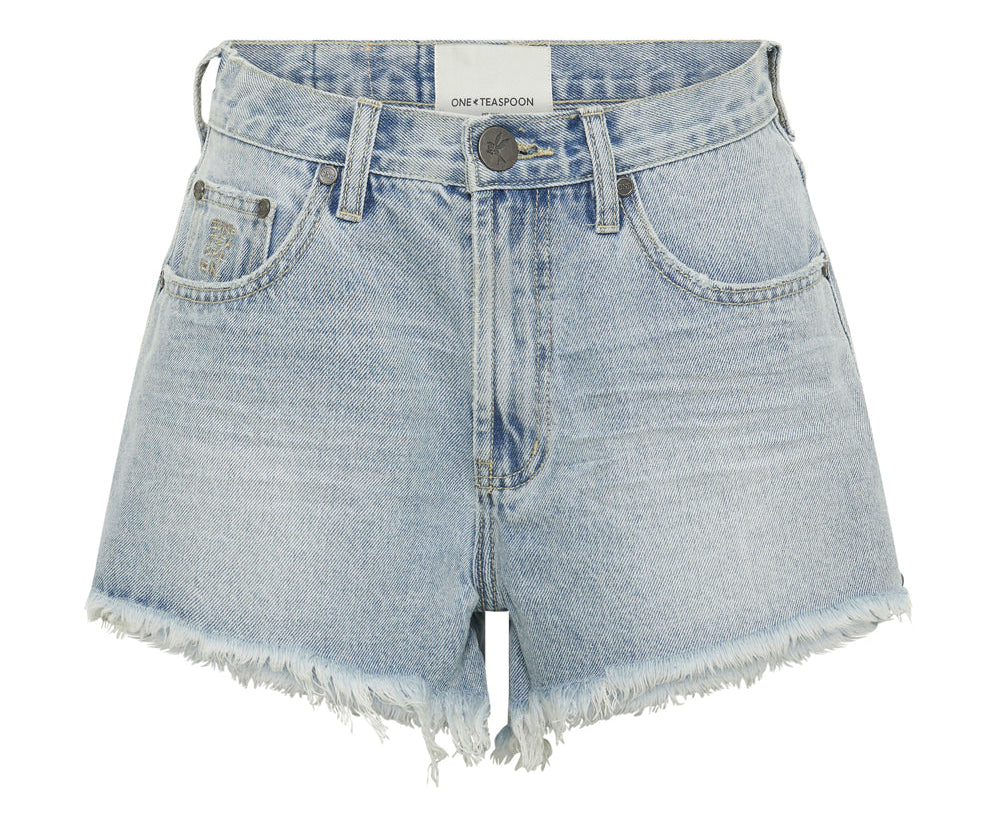 Truckers Mid Waist Relaxed Denim Shorts - Fleetwood