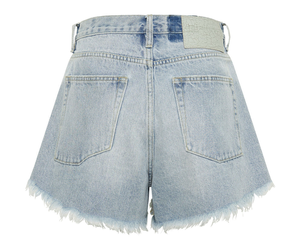 Truckers Mid Waist Relaxed Denim Shorts - Fleetwood