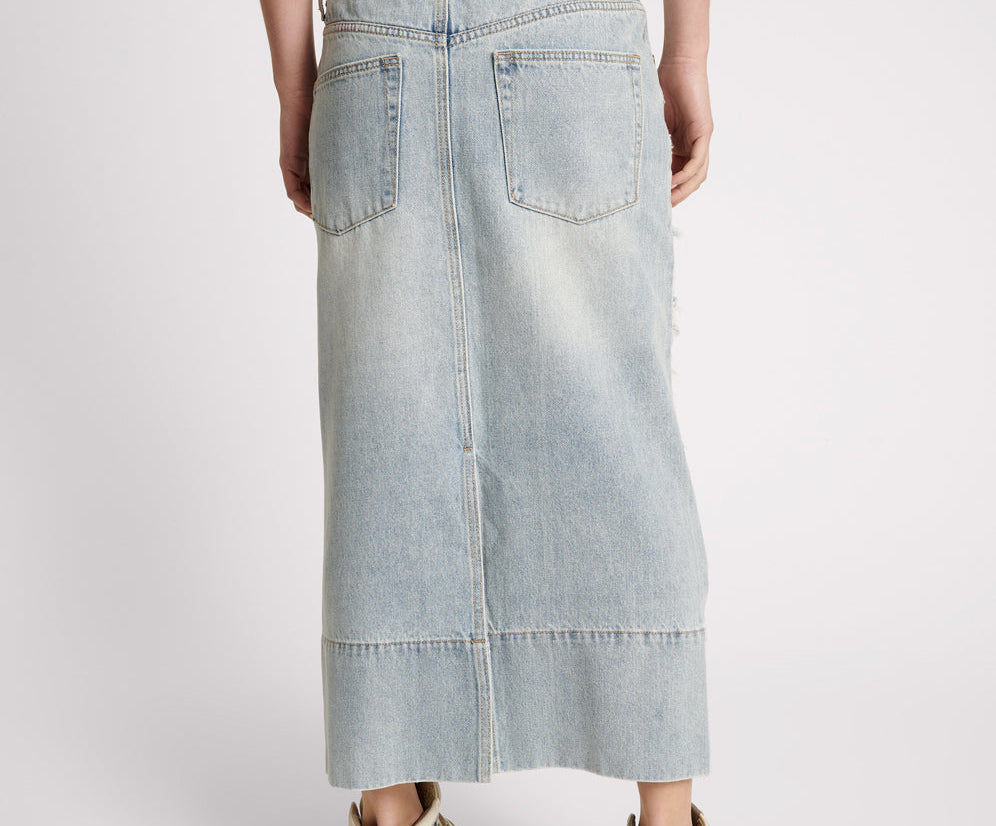 Cassidy Mid Waist Long Denim Column Denim Skirt - Fleetwood