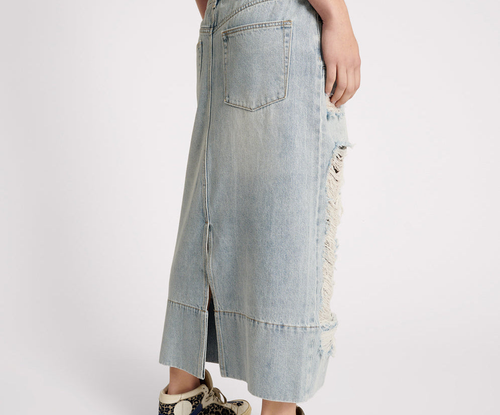 FLEETWOOD CASSIDY MID WAIST LONG DENIM COLUMN SKIRT