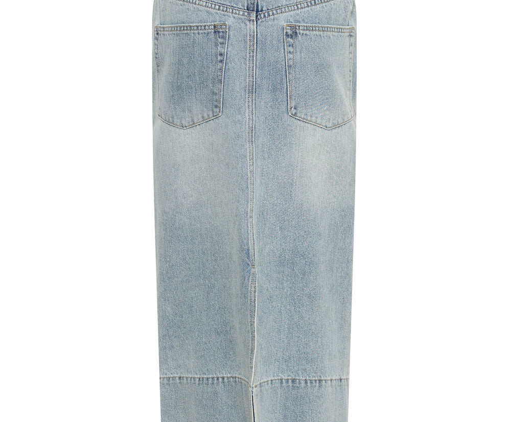 Cassidy Mid Waist Long Denim Column Denim Skirt - Fleetwood