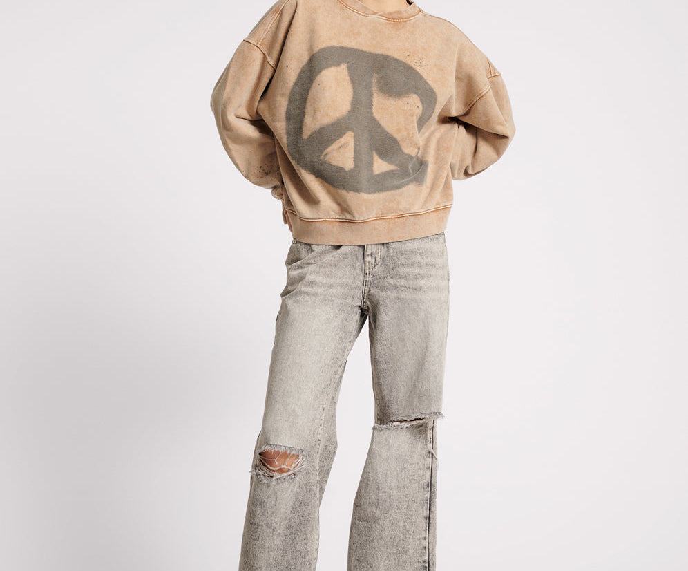 Jackson Mid Waist Wide Leg Denim Jeans - Smoke