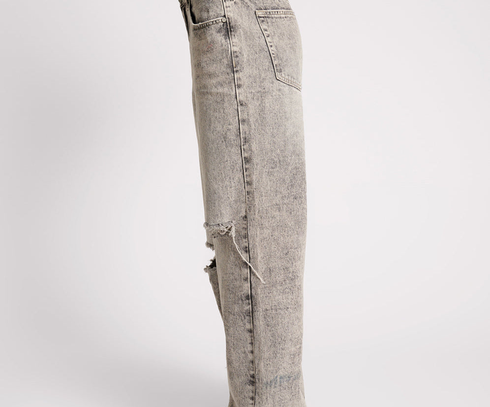 Jackson Mid Waist Wide Leg Denim Jeans - Smoke