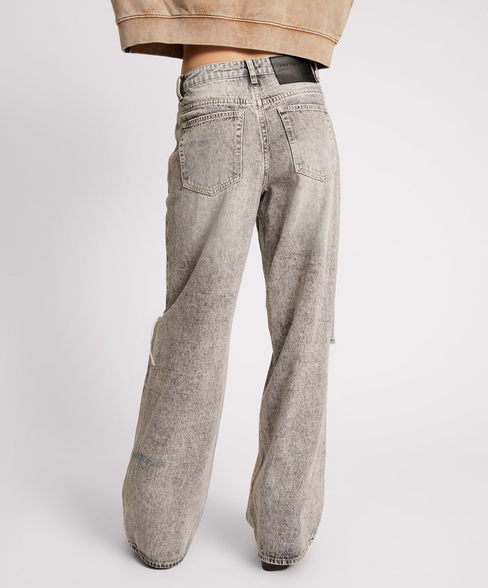 Jackson Mid Waist Wide Leg Denim Jeans - Smoke | One