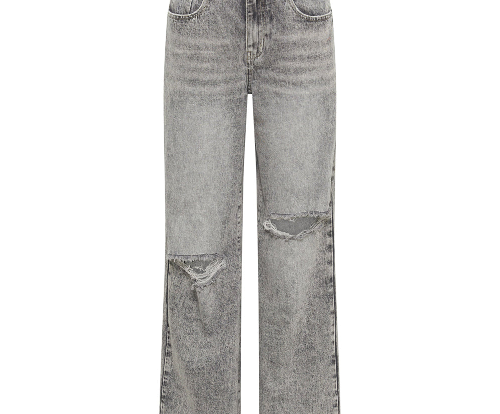 Jackson Mid Waist Wide Leg Denim Jeans - Smoke