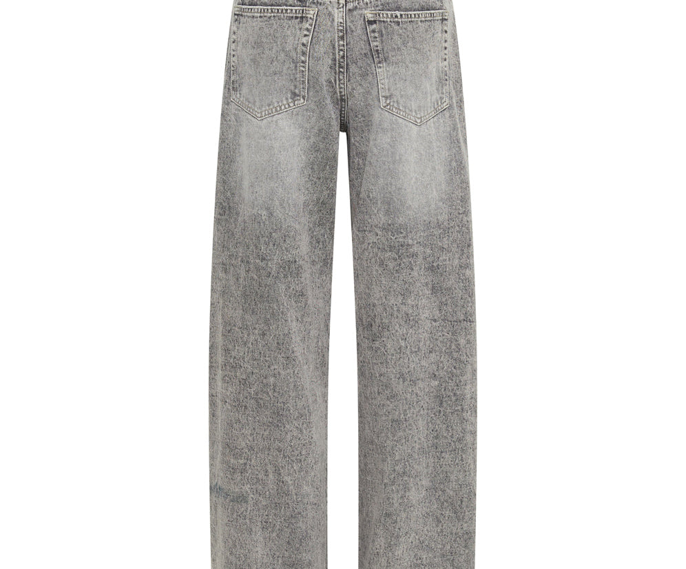 Jackson Mid Waist Wide Leg Denim Jeans - Smoke