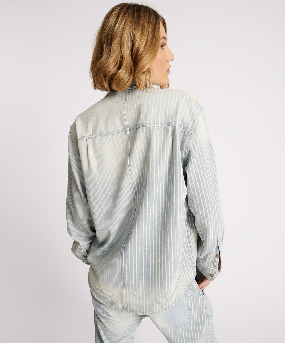 Everyday Denim Shirt - Painters Stripe | One Teaspoon USA Everyday Denim Shirt - Painters Stripe | One Teaspoon USA