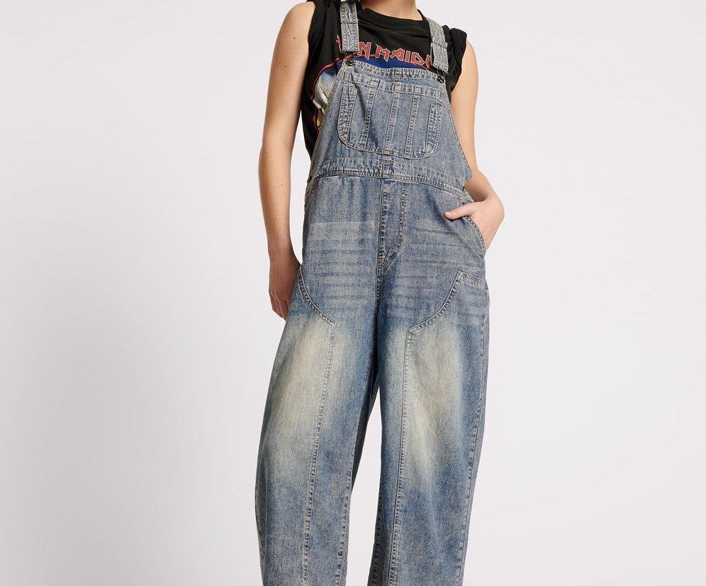 Stanton St Long Denim Overalls - Dirty Blue