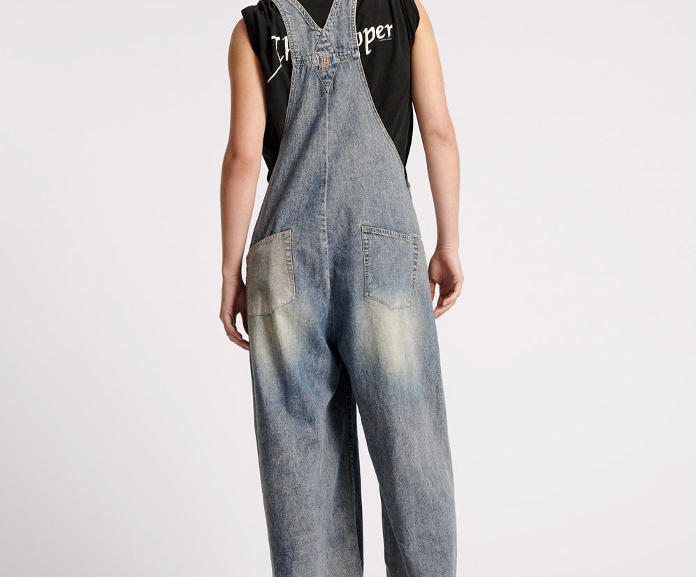 Stanton St Long Denim Overalls - Dirty Blue