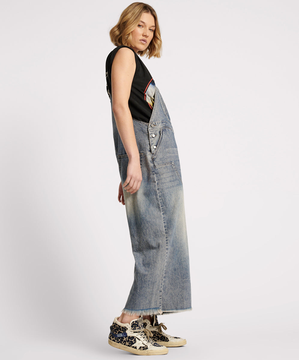 Stanton St Long Denim Overalls - Dirty Blue | One Teaspoon USA