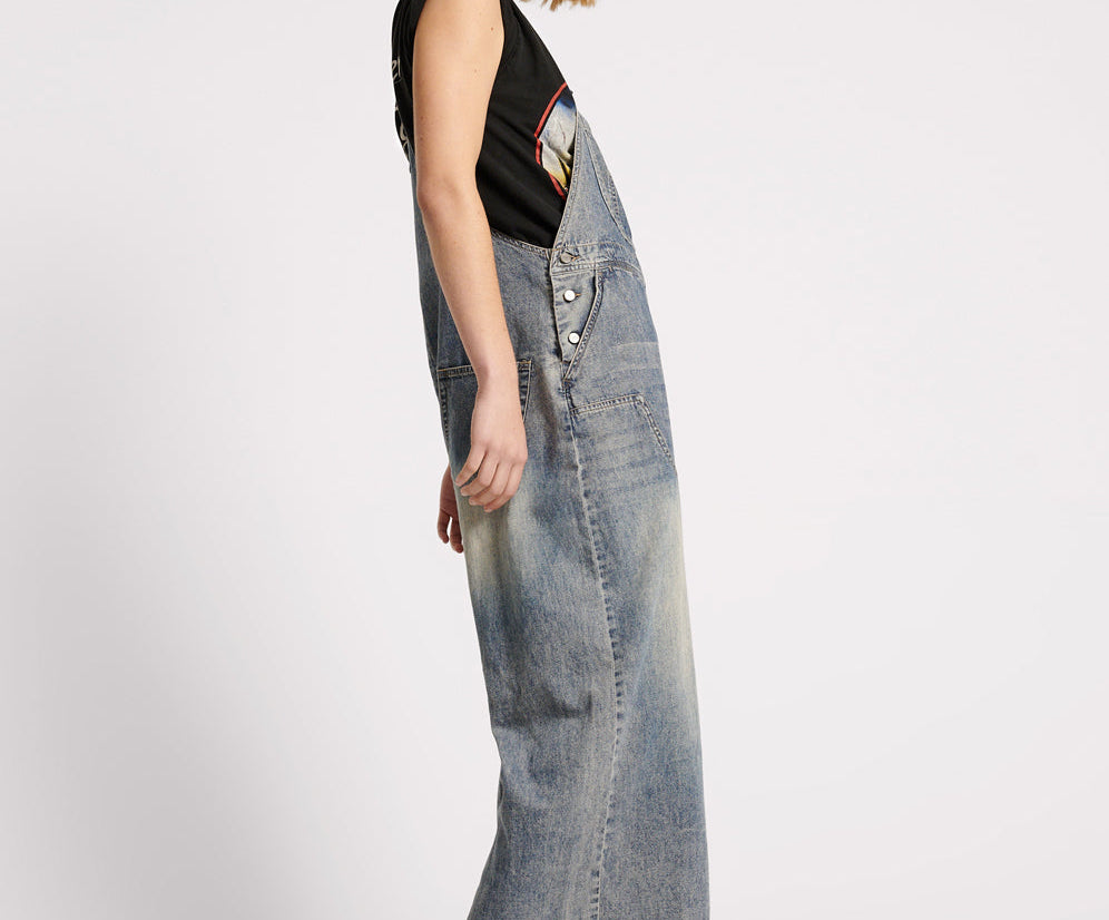 Stanton St Long Denim Overalls - Dirty Blue