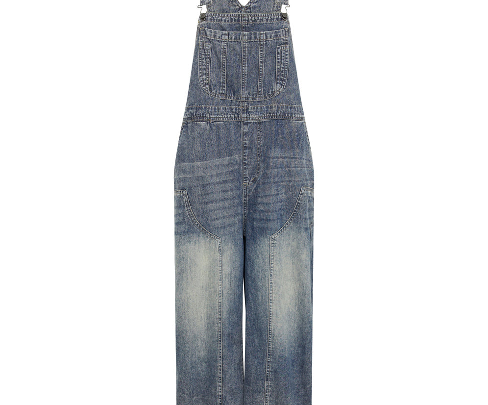 Stanton St Long Denim Overalls - Dirty Blue