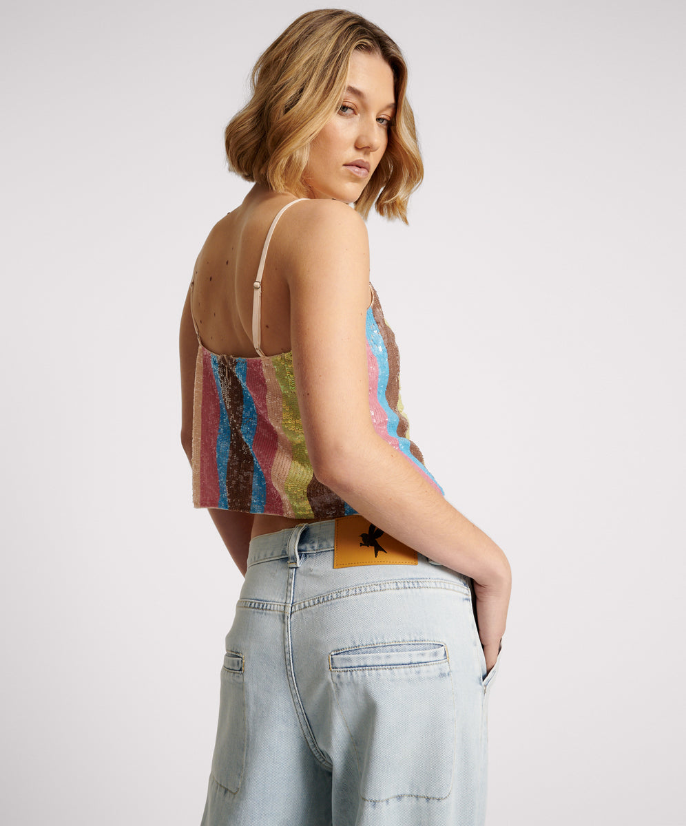 Hand Sequin Ibiza Luxe Party Cami Top - Multi | One Teaspoon USA