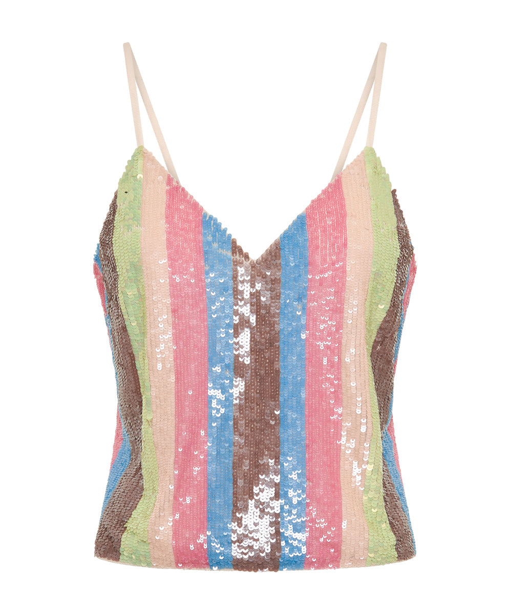Hand Sequin Ibiza Luxe Party Cami Top - Multi