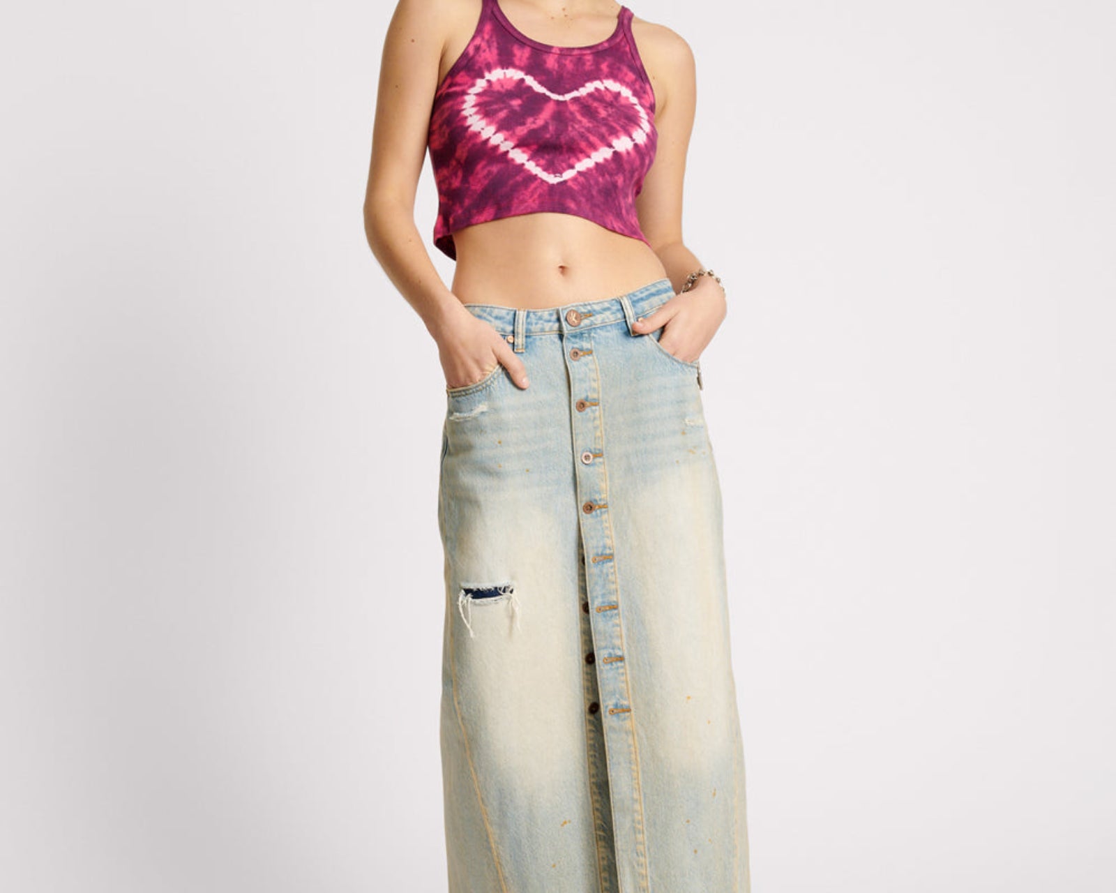 Patsy Low Waist Longline Maxi Denim Skirt - Dirty Kansas