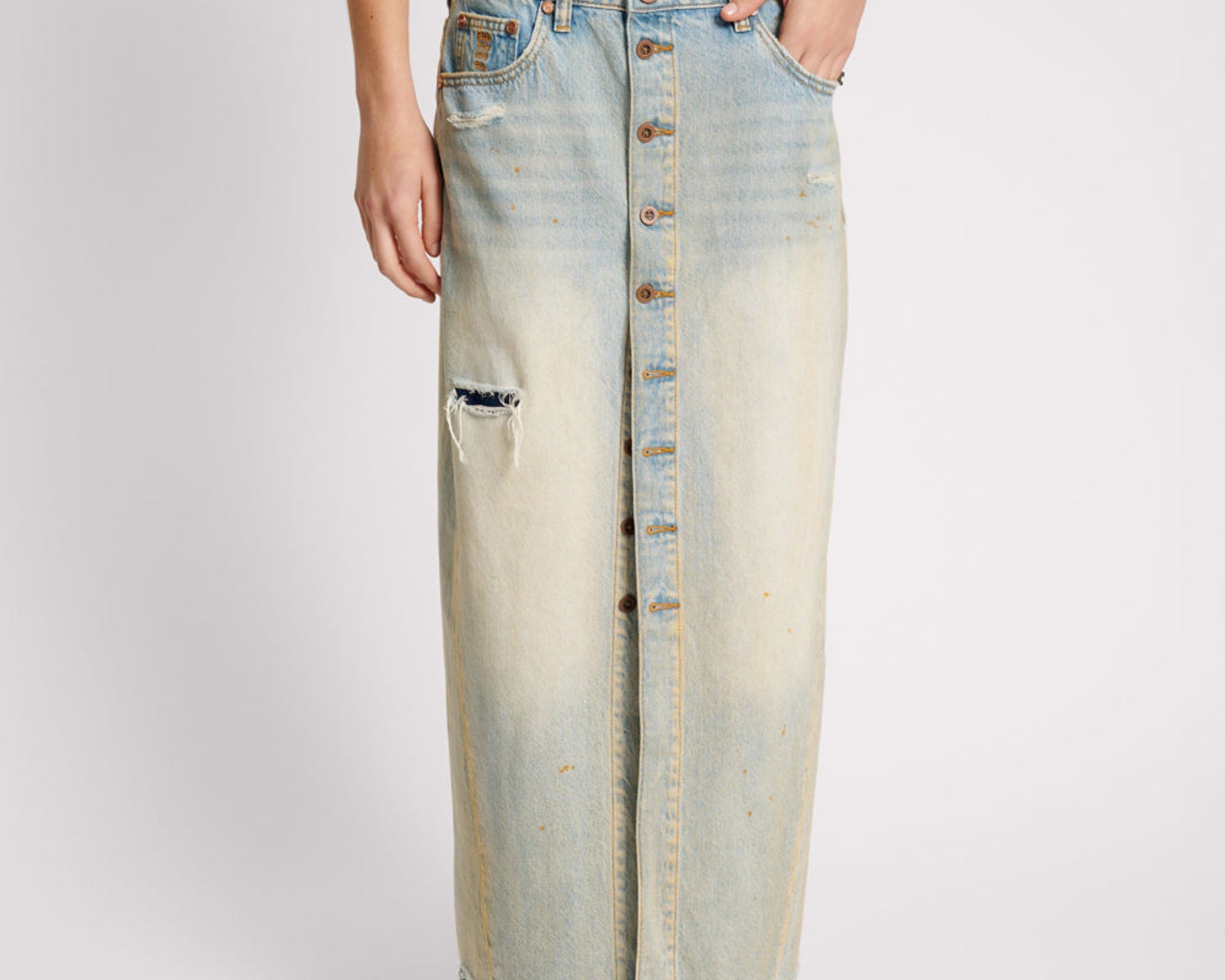 Patsy Low Waist Longline Maxi Denim Skirt - Dirty Kansas
