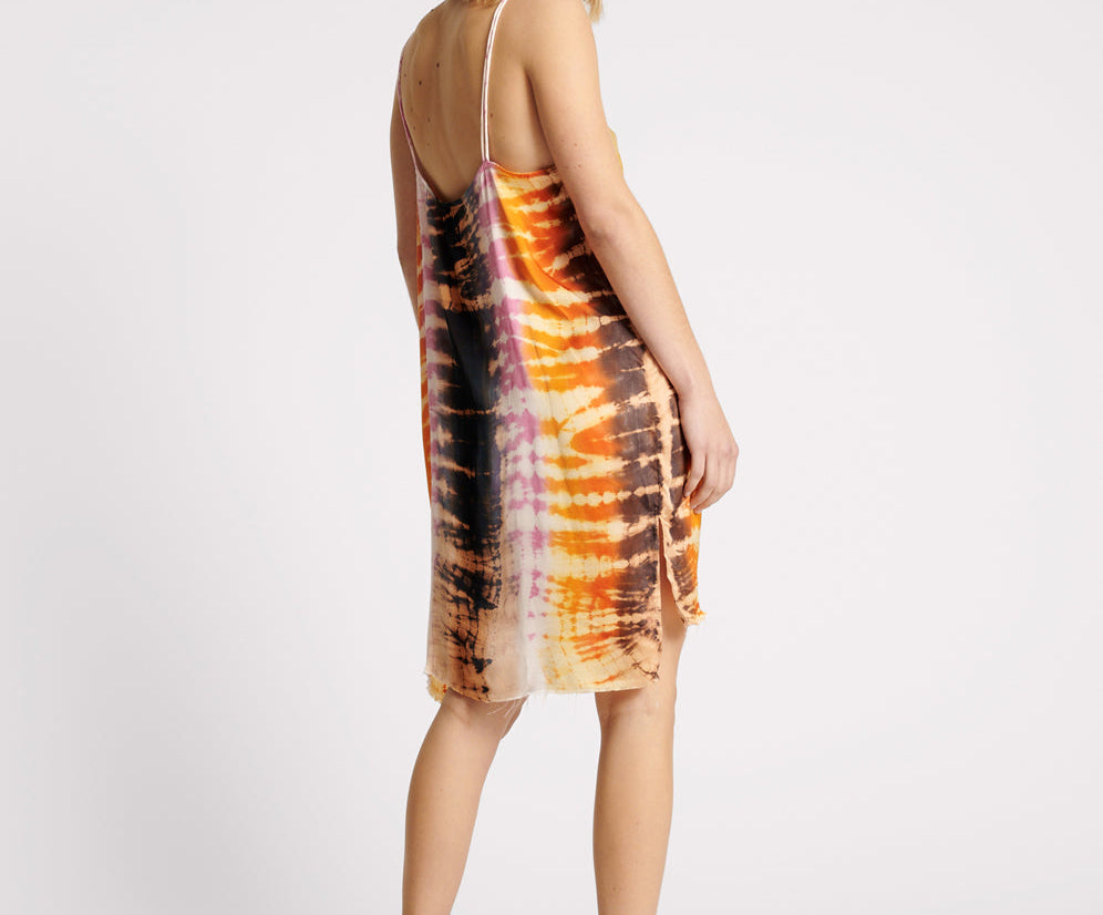 Make Waves Hand Dyed Satin Slip Mini Dress - Multi