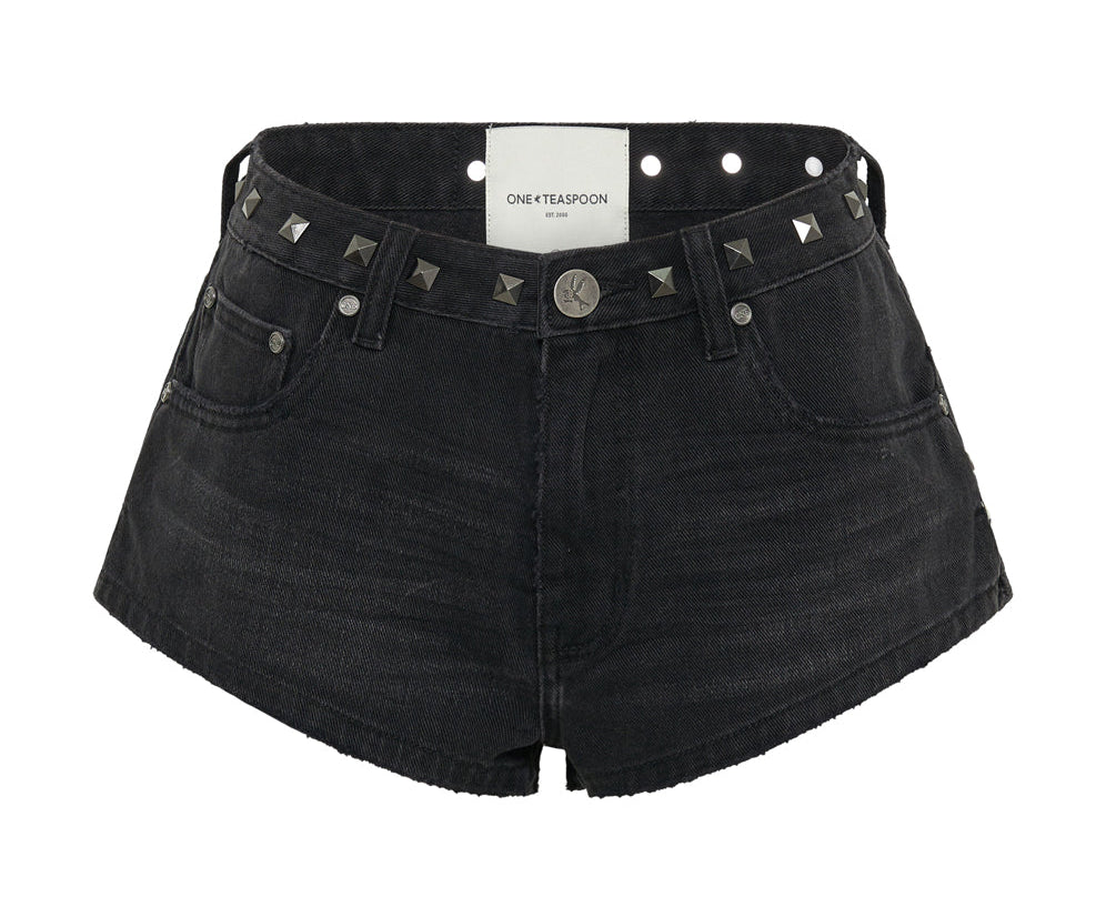 The One High Waist Cheeky Denim Shorts - Black Oak