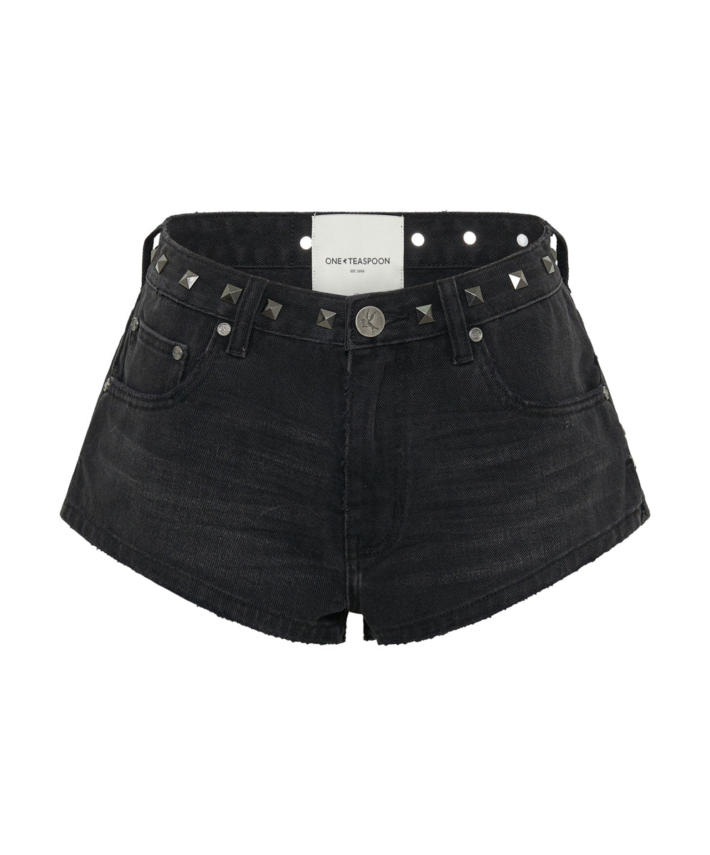 Pleasures The One High Waist Cheeky Denim Shorts - Black Oak