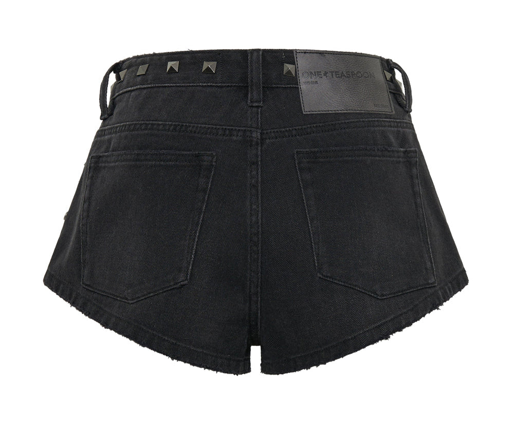 The One High Waist Cheeky Denim Shorts - Black Oak