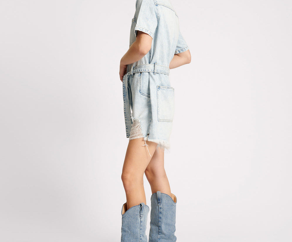 DEPECHE BLUE NIGHT MOVERS DENIM JUMPSUIT