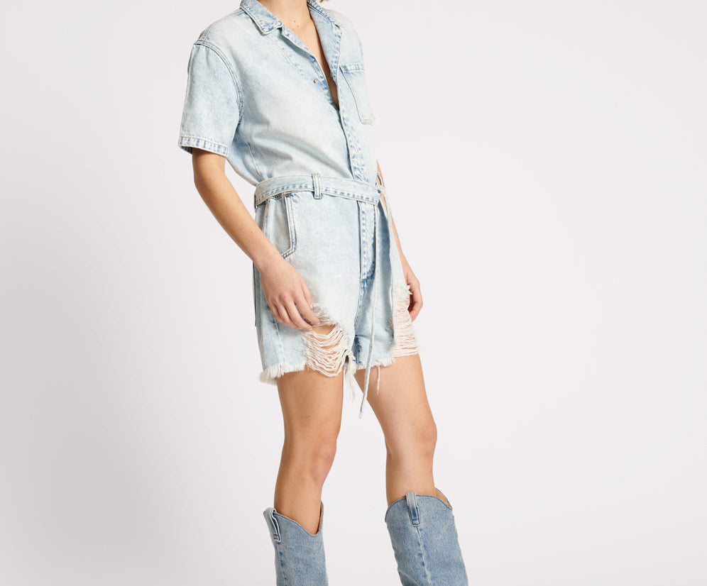 DEPECHE BLUE NIGHT MOVERS DENIM JUMPSUIT