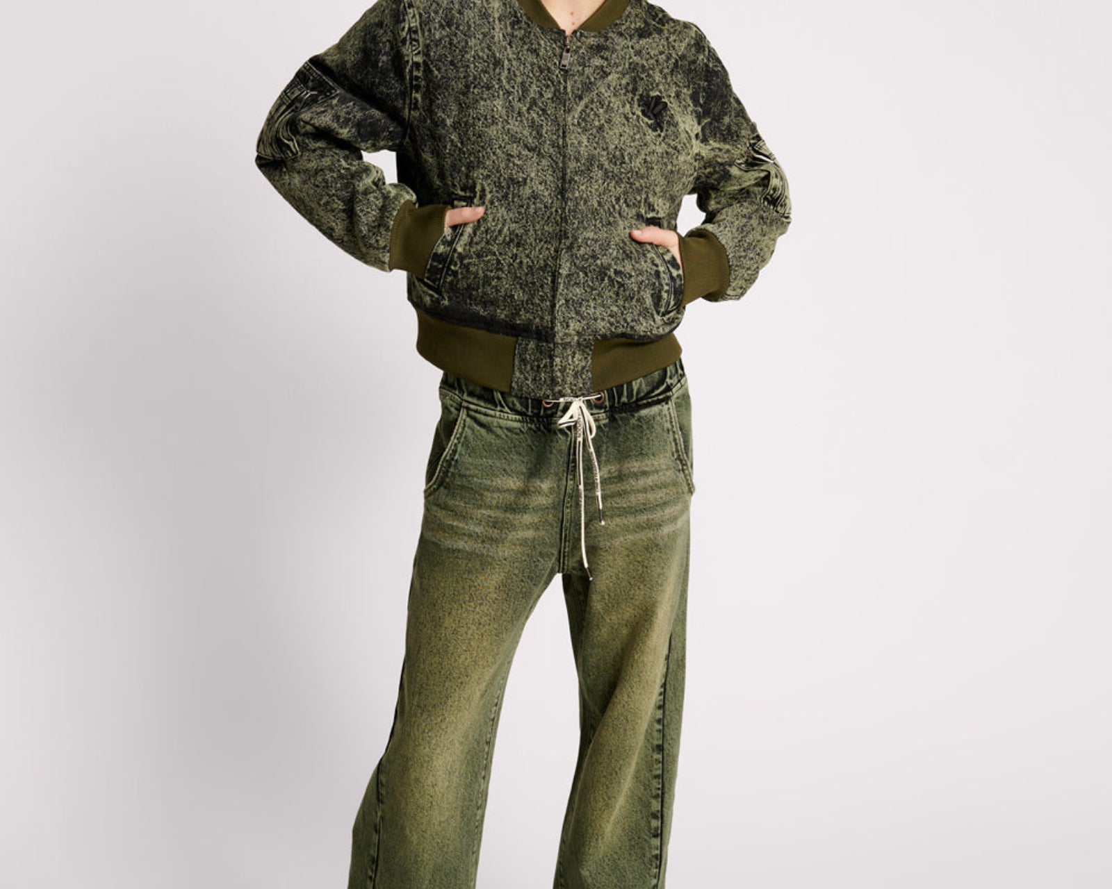 Denim Bomber Jacket - Black Khaki