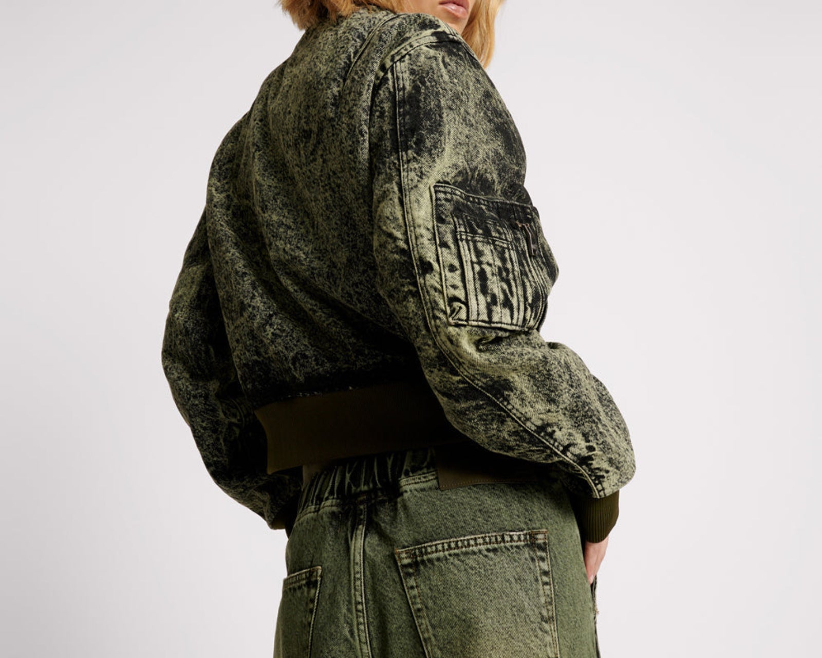 Denim Bomber Jacket - Black Khaki