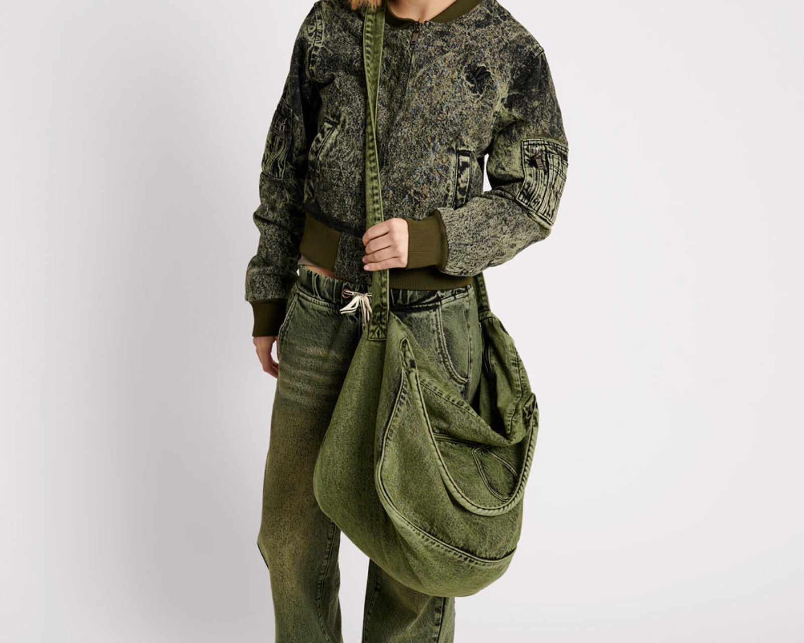 Denim Bomber Jacket - Black Khaki