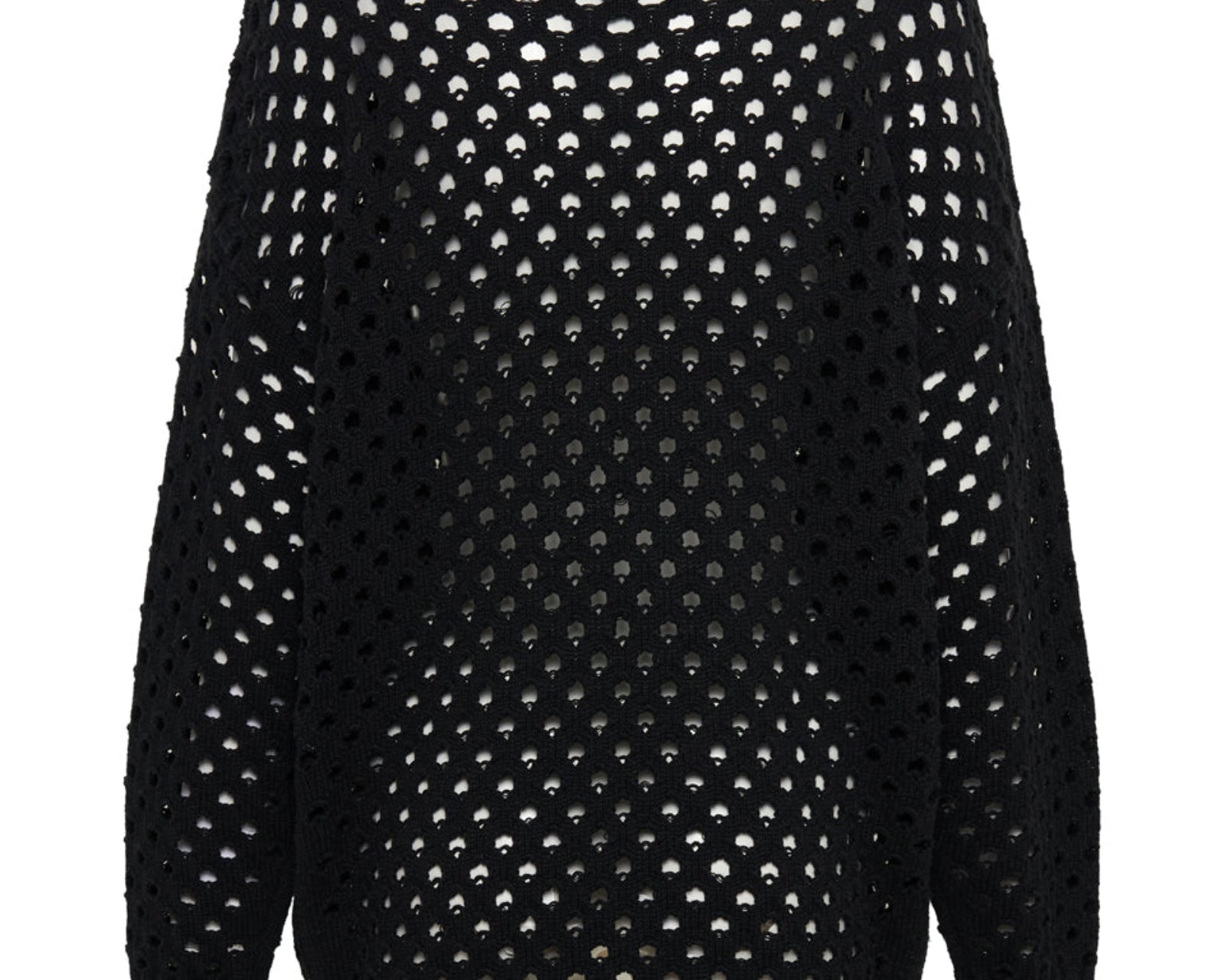 Knitted Fishnet Zip Side Sweater - Black