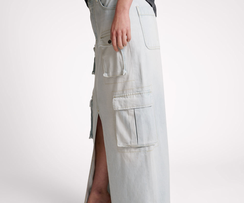 LE SURF 90S CARGO POCKET COLUMN DENIM SKIRT