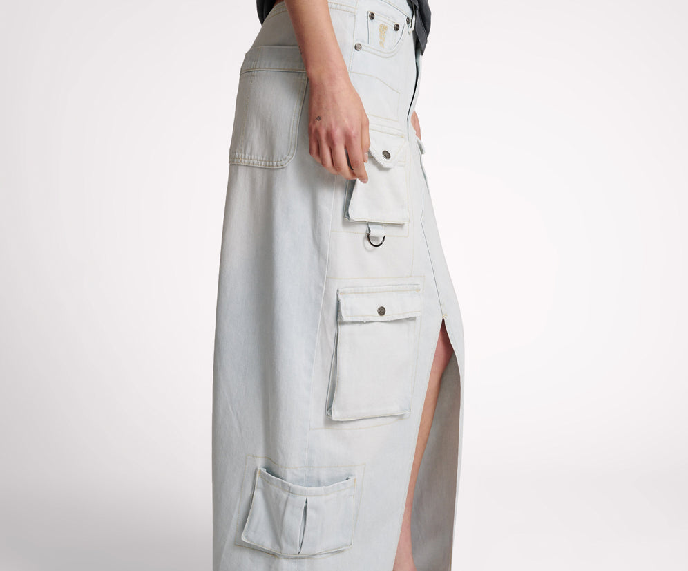 LE SURF 90S CARGO POCKET COLUMN DENIM SKIRT