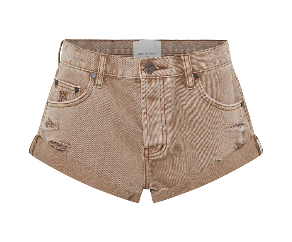 tobacco shorts Escvdo Mullu Knit | Brown/Print/Orange | Size L Dry clean only Zip fly Tobacco Brown Shannon Corduroy Shorts