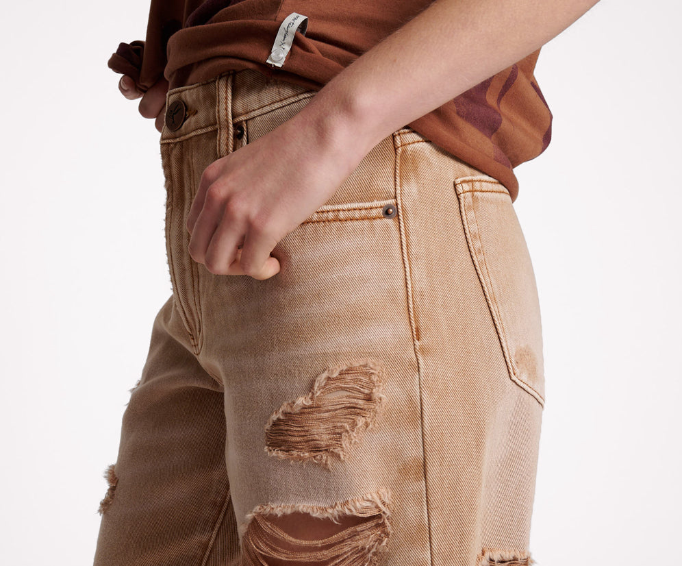 Jacksons Mid Waist Wide Leg Denim Shorts - Tobacco