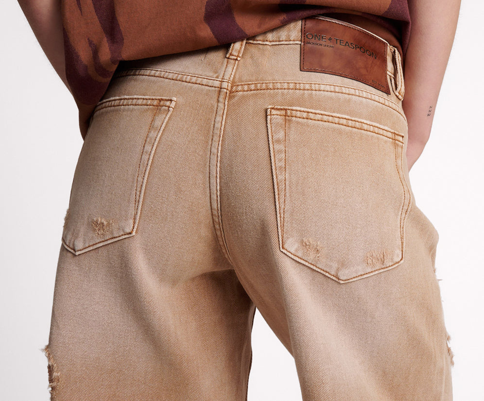 Jacksons Mid Waist Wide Leg Denim Shorts - Tobacco