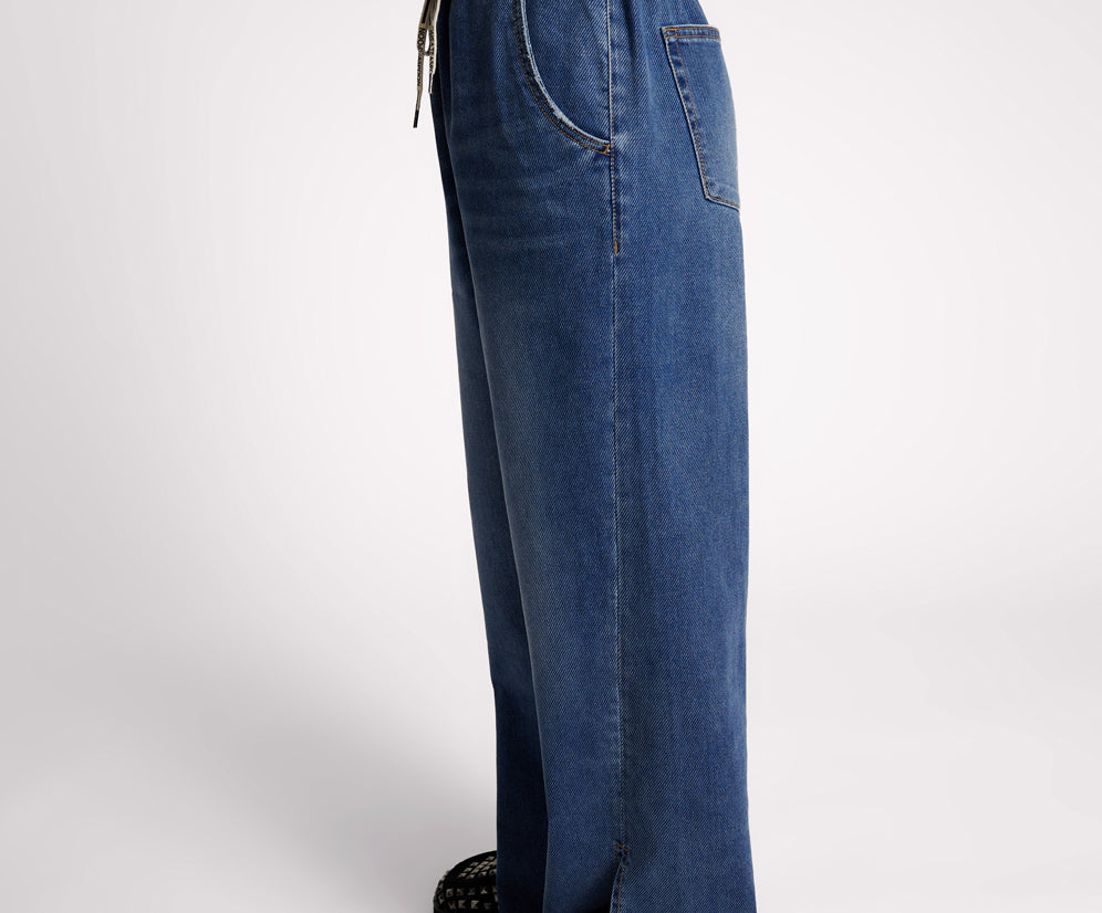 DEEP BLUE ROADHOUSE WIDE LEG DRAWSTRING JEANS