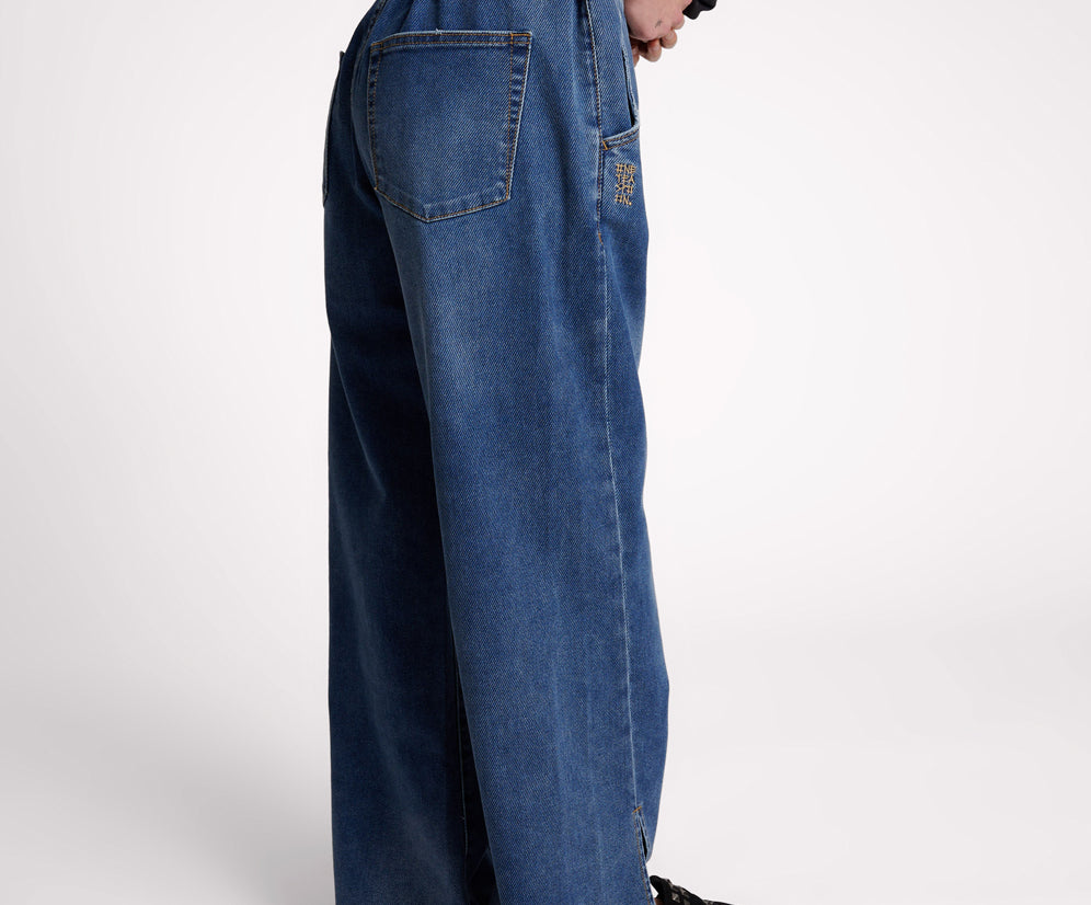 DEEP BLUE ROADHOUSE WIDE LEG DRAWSTRING JEANS