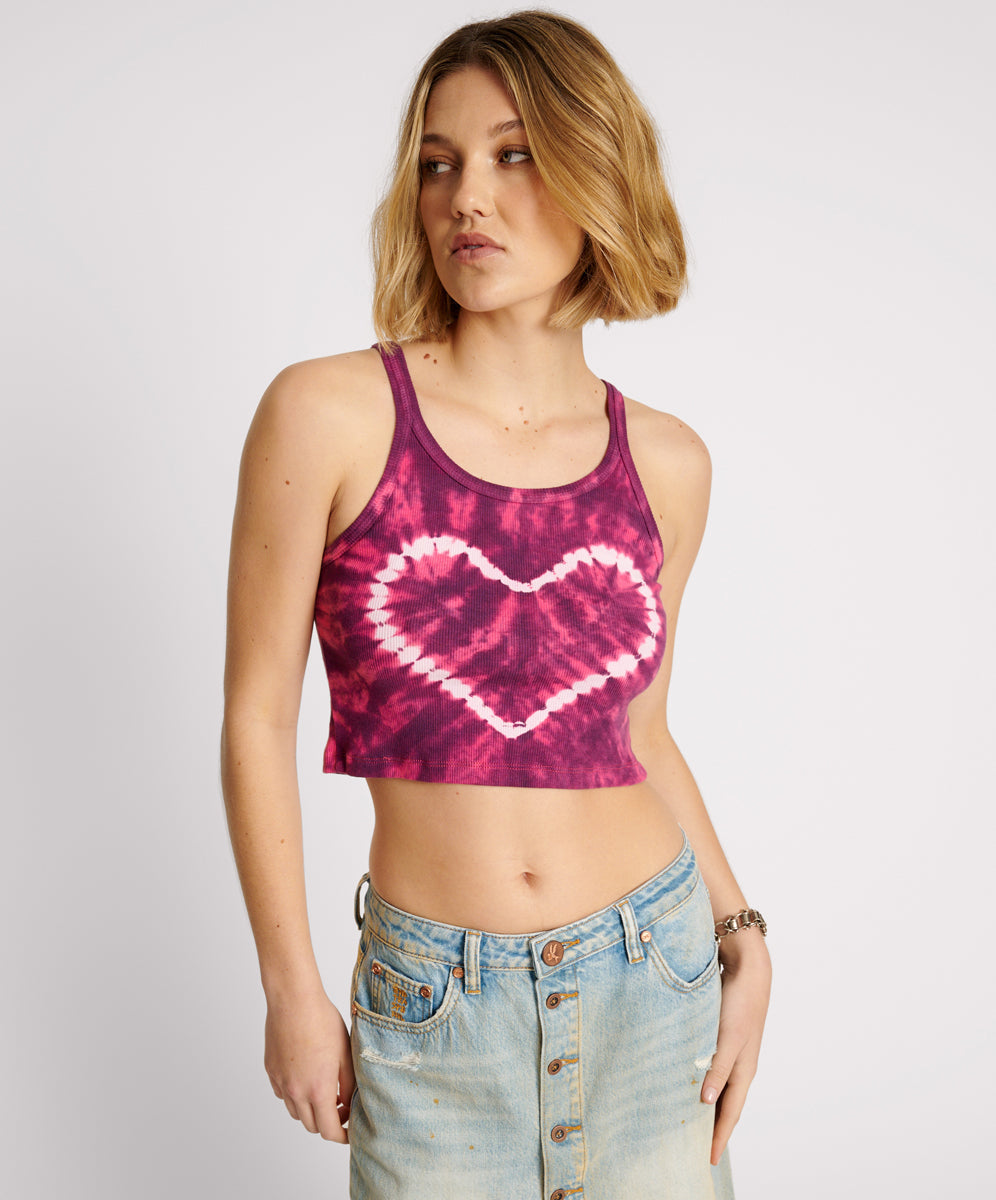Products TIE DYE HEART CROPPED RIB TANK