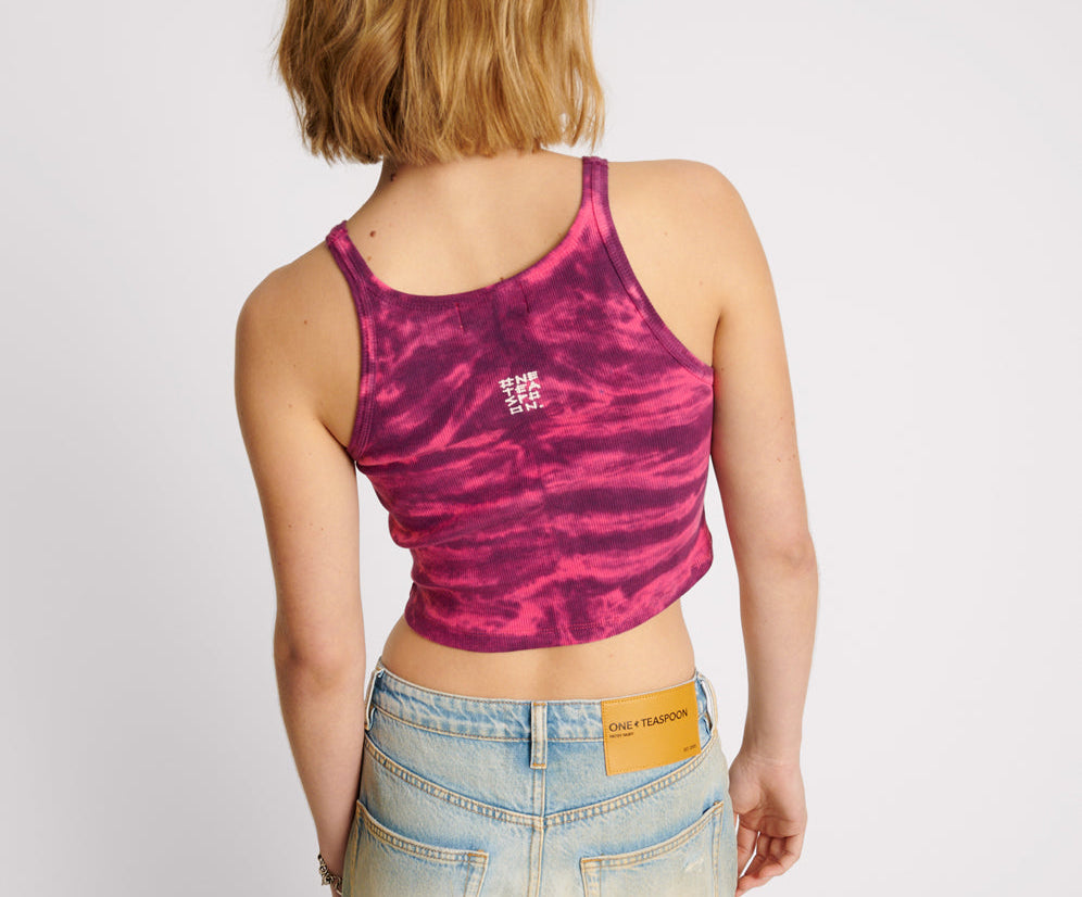 TIE DYE HEART CROPPED RIB TANK