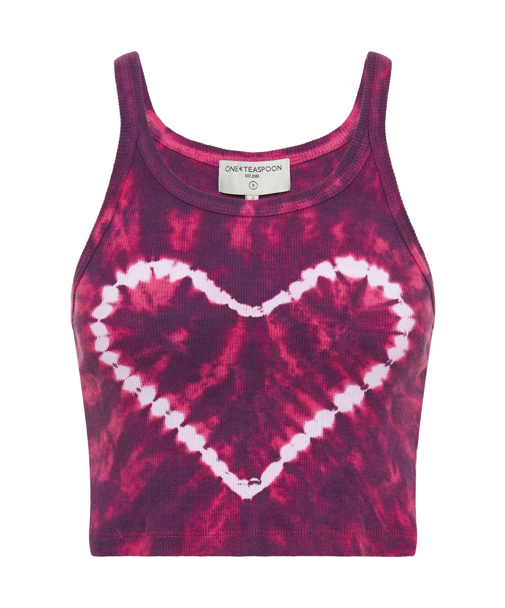 Products TIE DYE HEART CROPPED RIB TANK