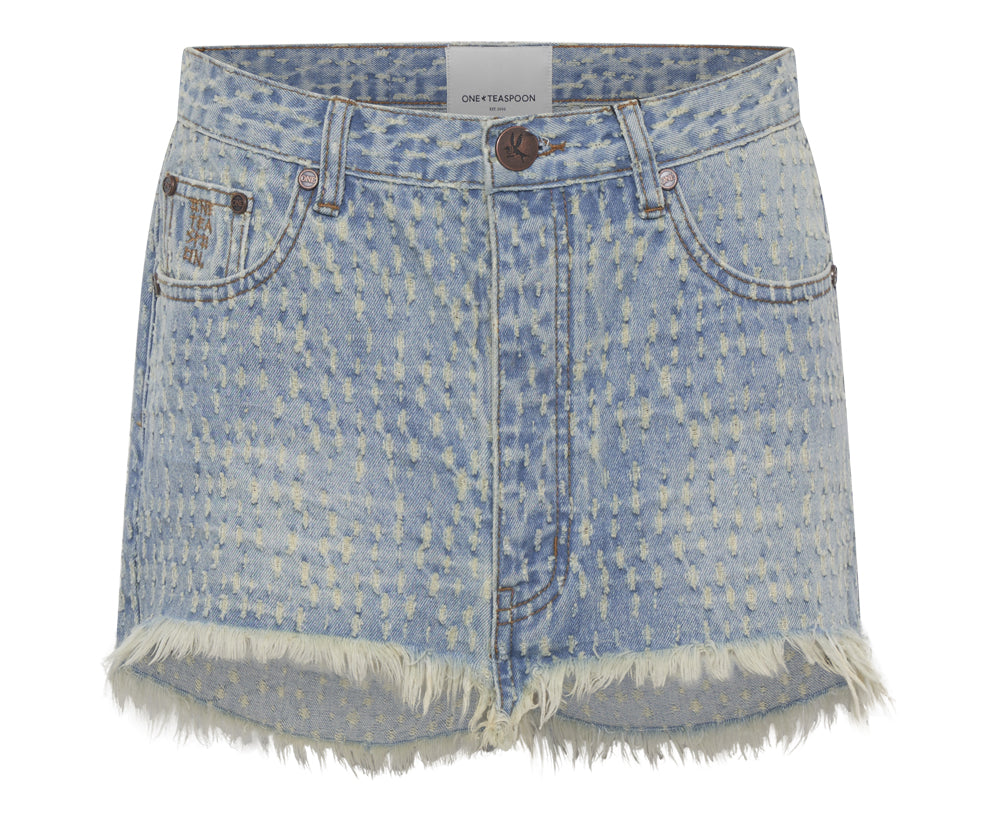 BLUE MESS JUNKYARD LOW WAIST DENIM SKIRT