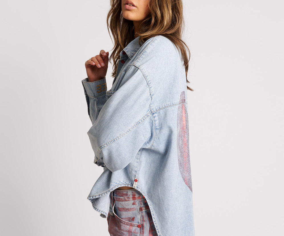 RED DEVIL HEART DARIA DENIM SHIRT