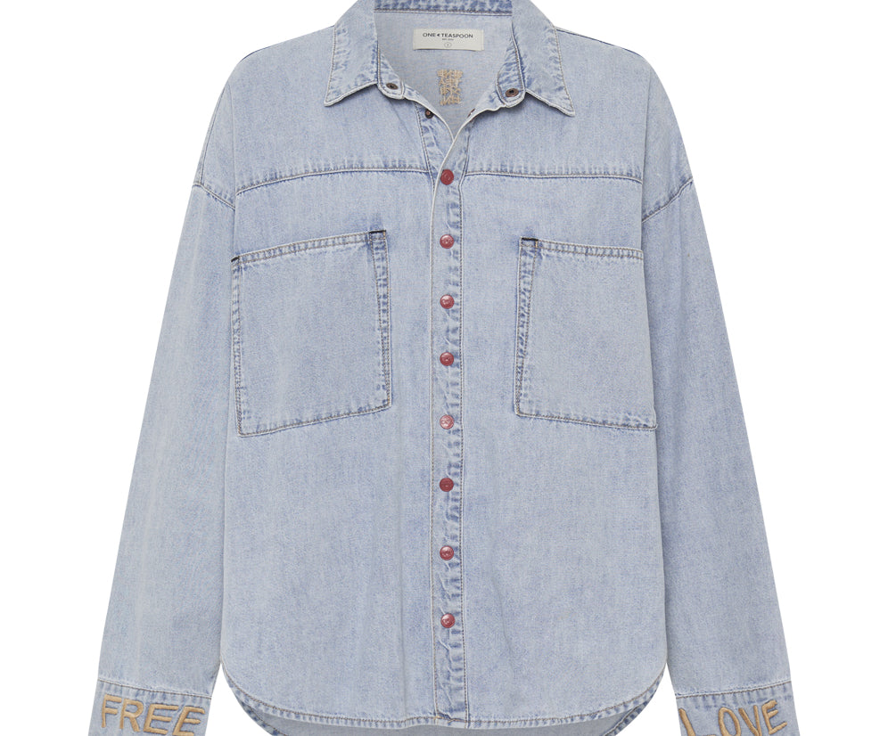 RED DEVIL HEART DARIA DENIM SHIRT