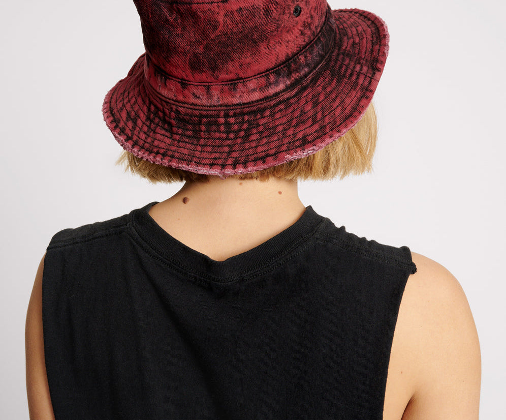Denim Bucket Hat - Black Heart