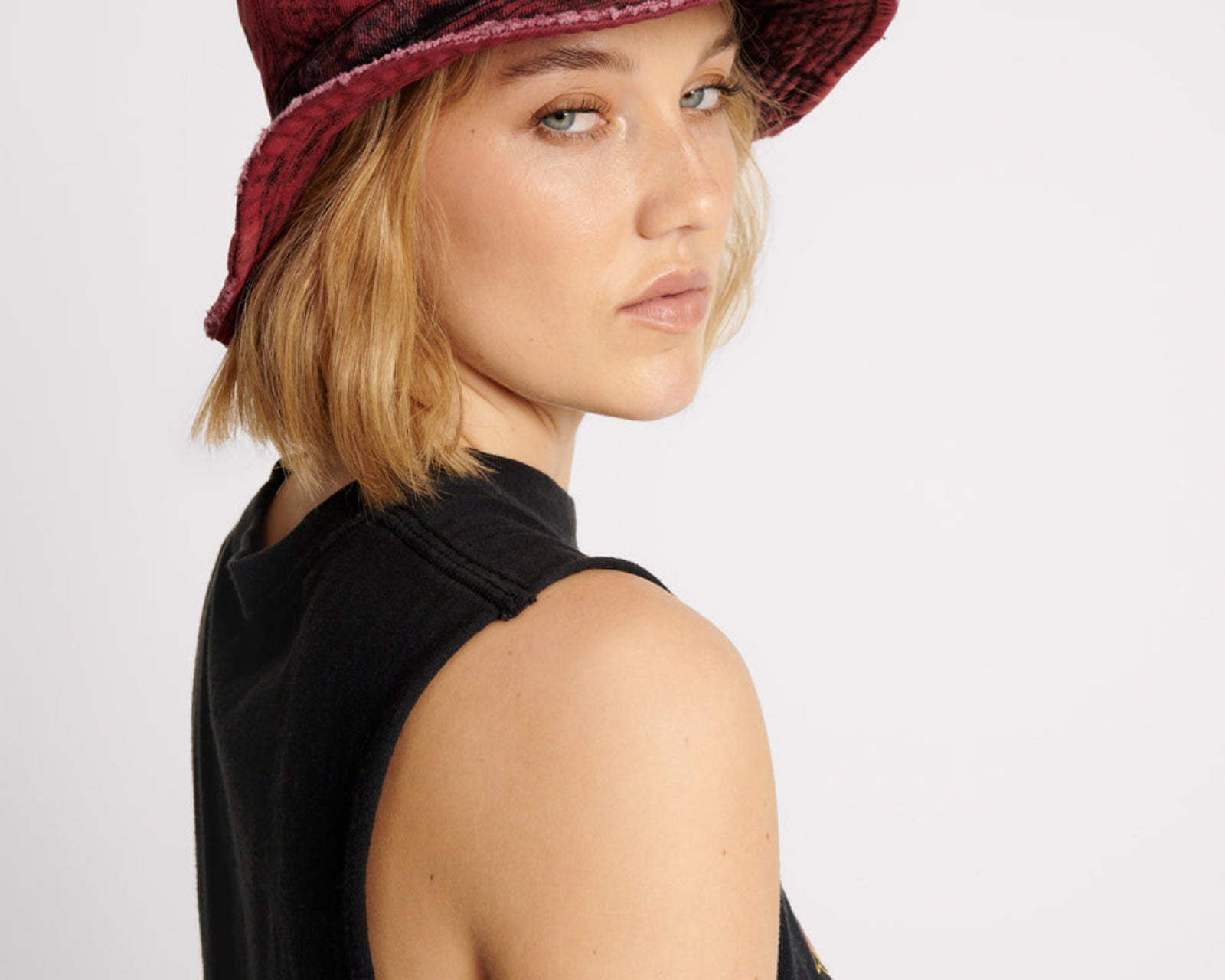 Denim Bucket Hat - Black Heart