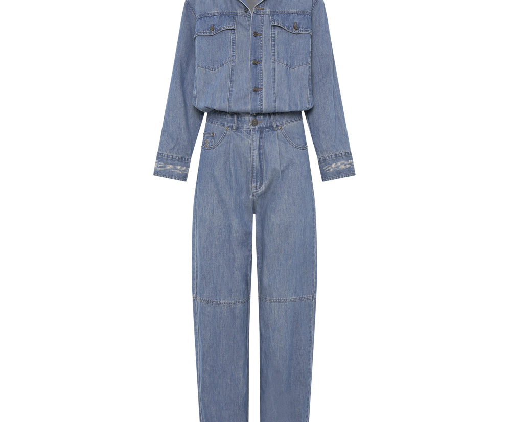 BLUE LILAC DENIM TRUCKER OVERALL