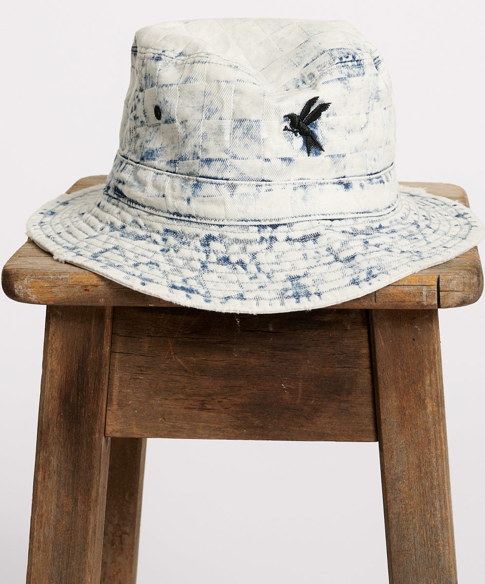 Denim Bucket Hat Acid Check Print One Teaspoon USA