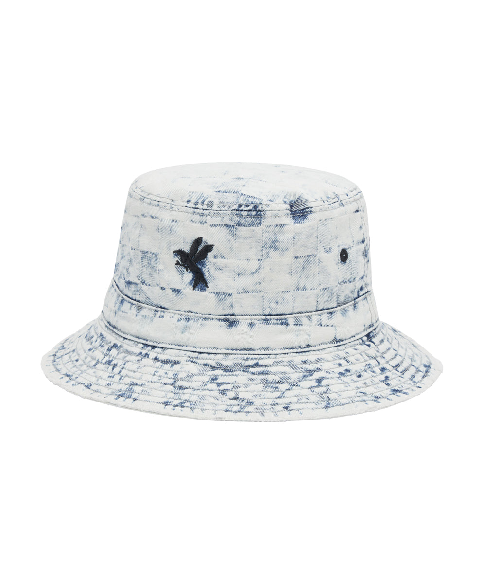 Denim Bucket Hat Acid Check Print