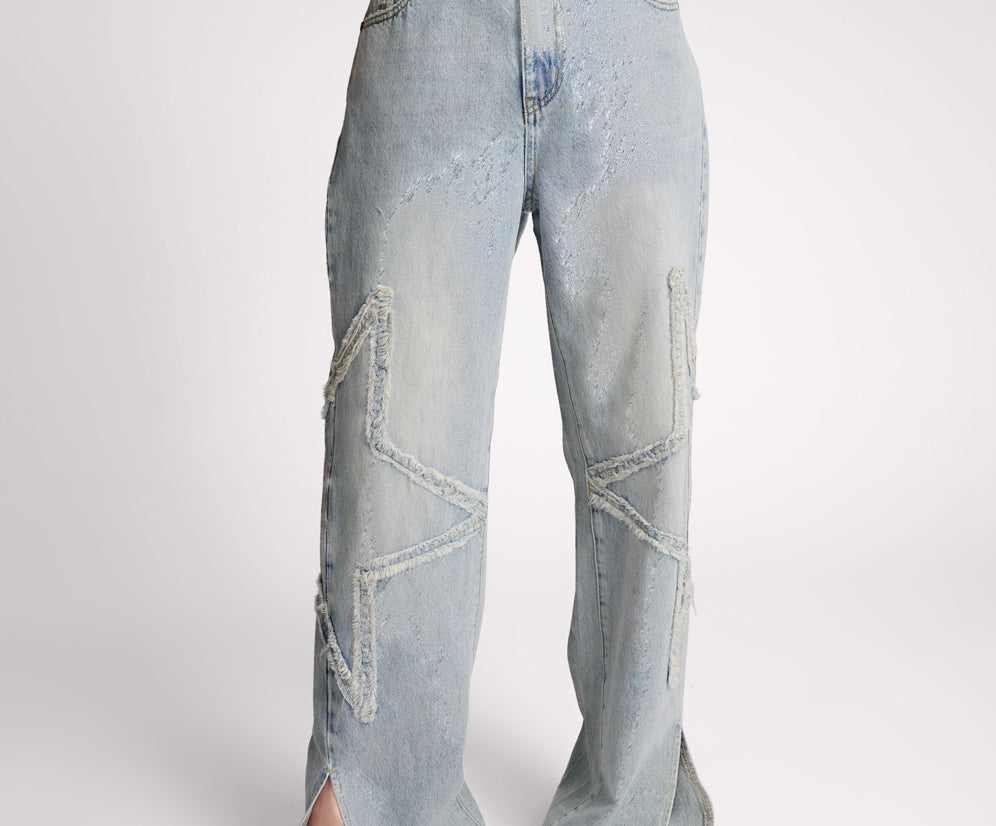 Billie Low Slung Straight Leg Mid Waist Denim Jeans - Diamonde