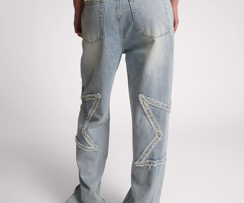 Billie Low Slung Straight Leg Mid Waist Denim Jeans - Diamonde
